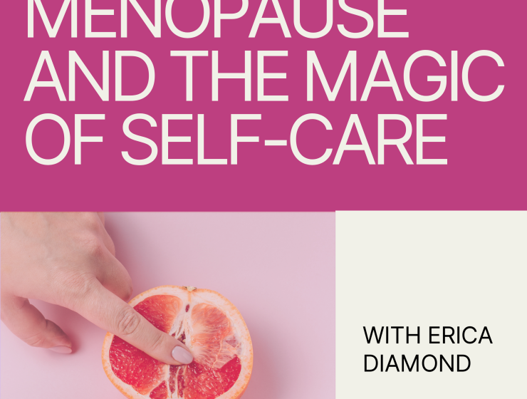 Menopause Education and Awareness Podcast Cover in Lime Green Pastel Purple Corporate Friendly Style