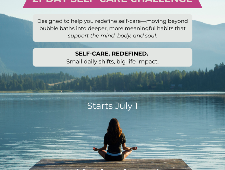 Brown and White Lined Self Care Challenge Instagram Post